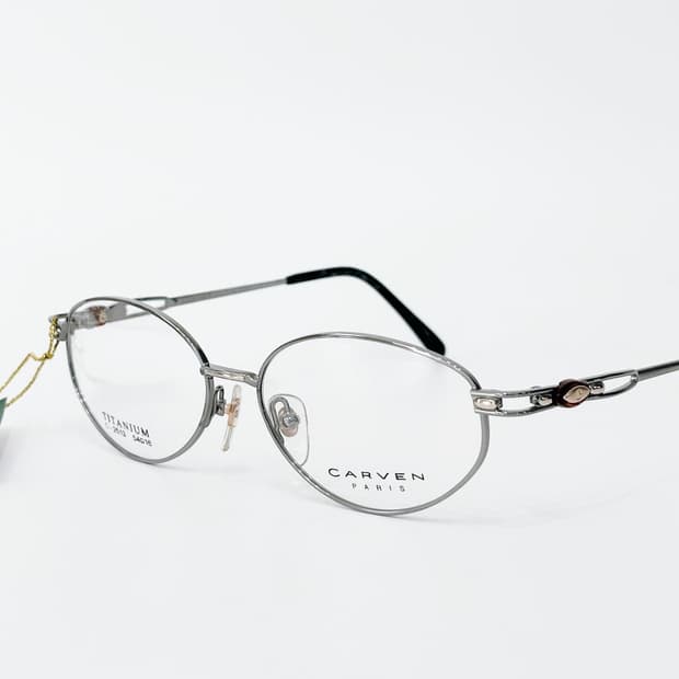 키지클럽 CARVEN 실버 로고 오벌 데드스탁 빈티지안경