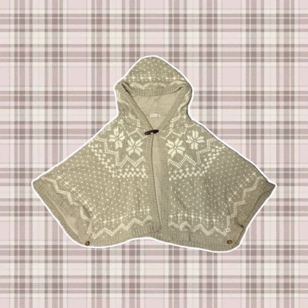 일본 빈티지 니트 후드 케이프 / 히메 갸루 엑시즈팜 리즈리사 트랄라라