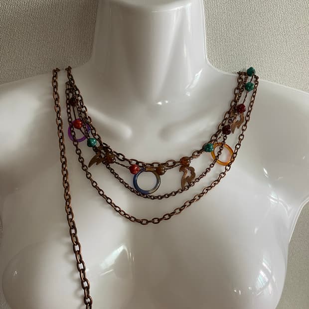 일본 빈티지 멀티체인 벨트 겸 목걸이 y2k 페어리 펑크 키치