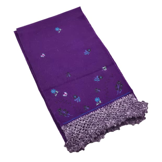 06s 안나수이 울 100% 퍼플 레이스 자수 머플러