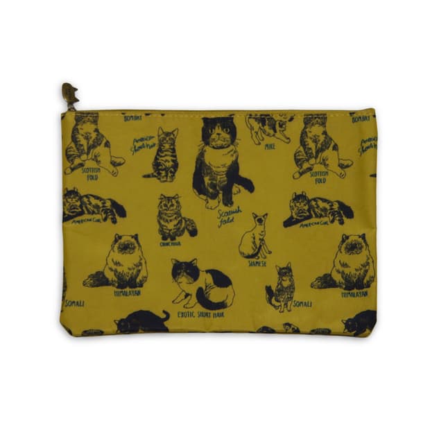 Mustard Cat Print pouch