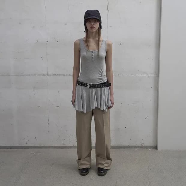 lcdc frill sleeveless top grey   ss size