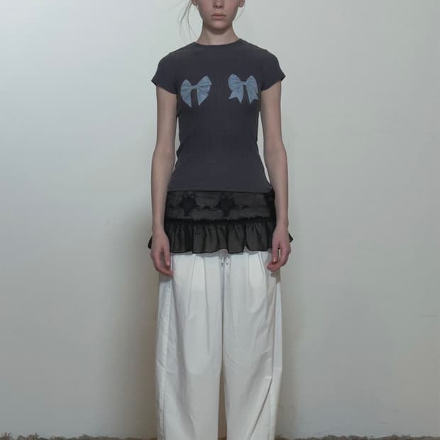 스컬프터 피카부 마이크로 쉬어 스커트 블랙 L