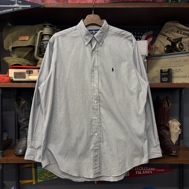 90s 폴로 랄프로렌 핀포인트 스트라이프 옥스포드 셔츠N336  