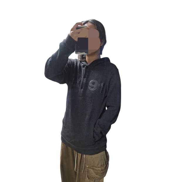 아르마니 익스체인지 와플 니트 후디