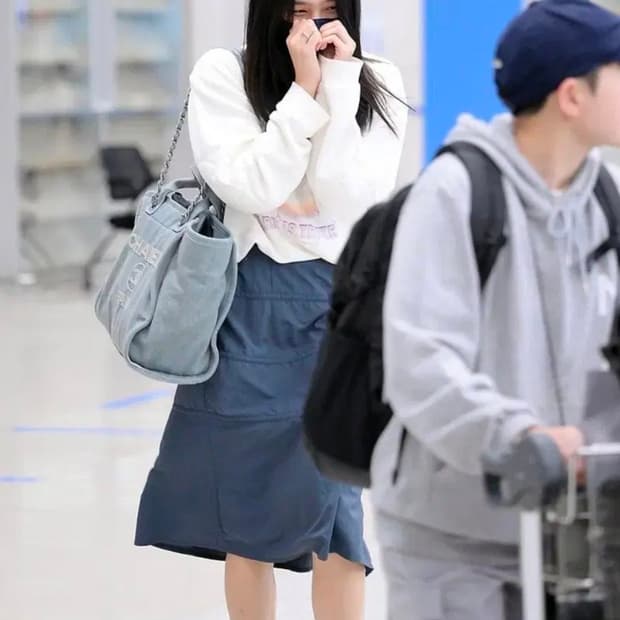 프렌다 사이드 리본 스커트 네이비 s