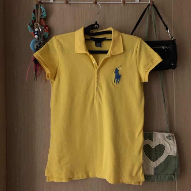 [Polo Ralph Lauren] 옐로우 빅포니 자수 카라셔츠