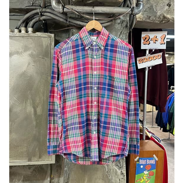 브룩스브라더스 체크 셔츠 핑크 S #csz3484