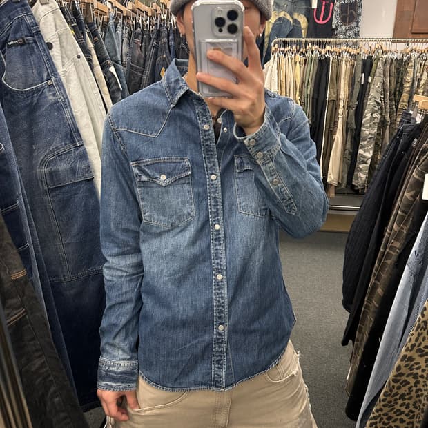 LL) STOOGE & Co 워싱 웨스턴 데님셔츠