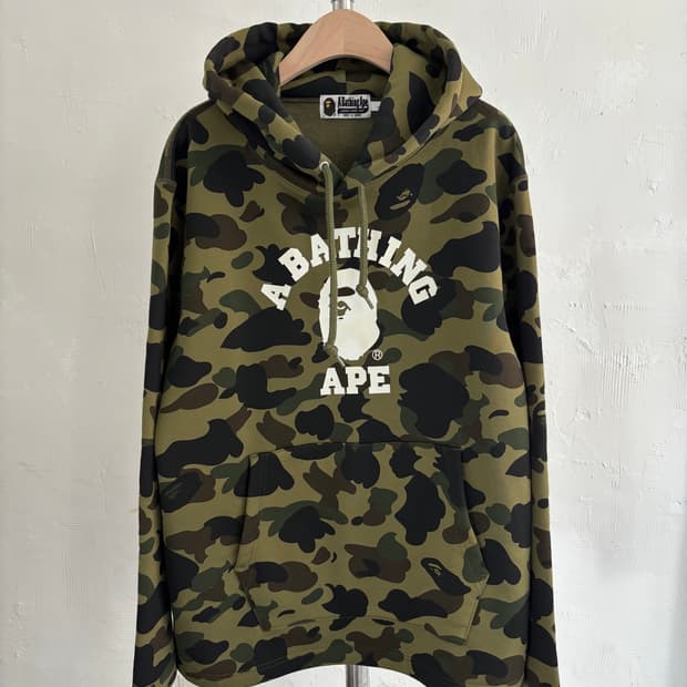 Bape 베이프 그린 퍼스트 카모 컬리지 풀오버 후디