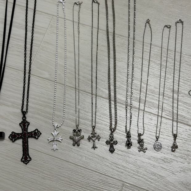 올1.5 빈티지 크롬깔 뱀 판다 동물 네잎클로버 십자가 큐빅 목걸이