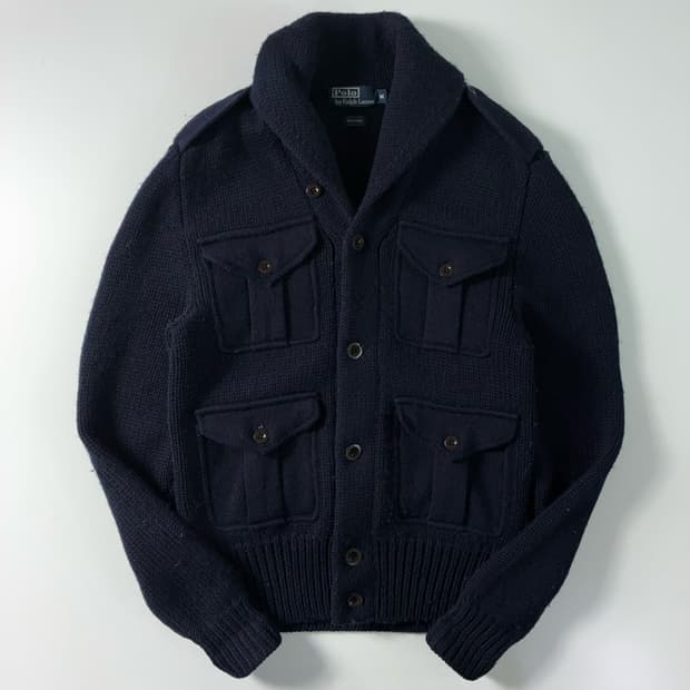 Polo  폴로 랄프로렌 헤비울 숄카라 네이비 니트 가디건 