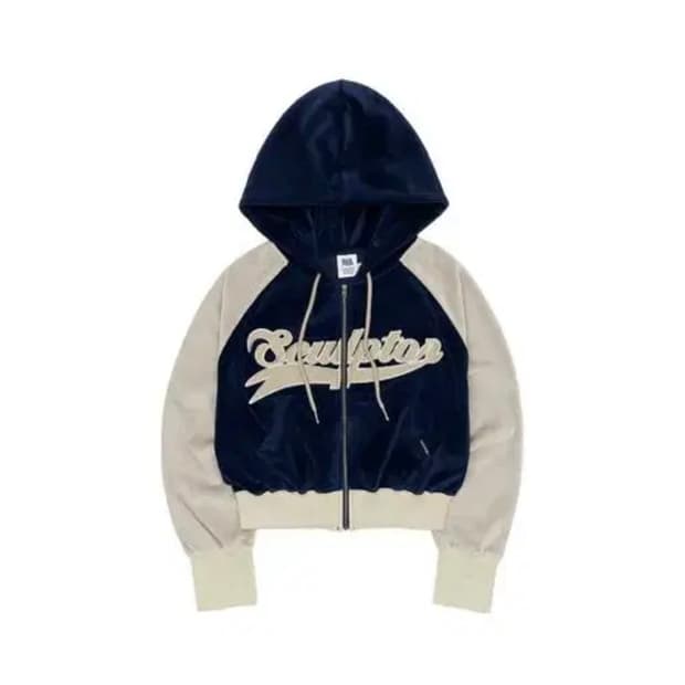 스컬프터 벨루어 트랙집업 후디 네이비그레이