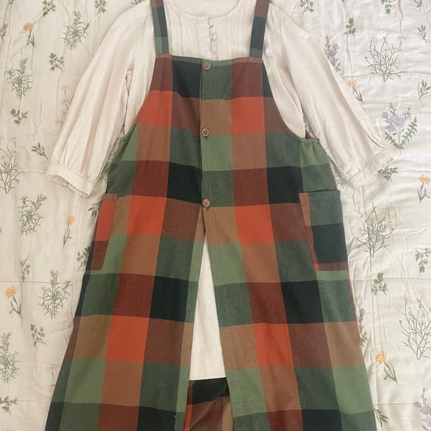 모리걸 빈티지 그린 레이어드 원피스 set 💚🧡🤍