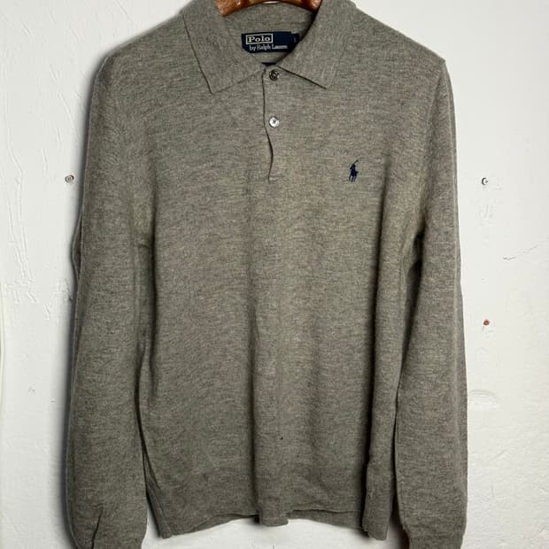 90's 폴로 랄프로렌 메리노 울 폴로셔츠 L [그레이]