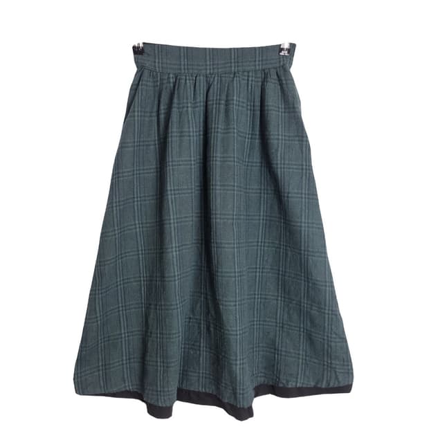 W CLOSET 빈티지 그린 체크스커트 