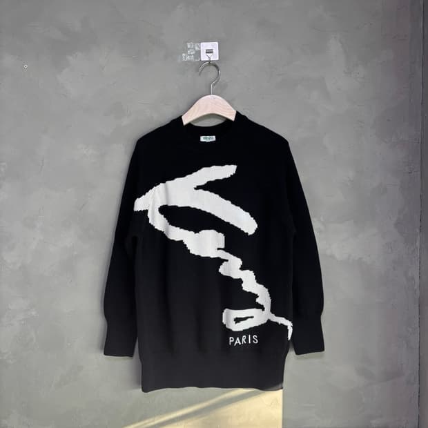 겐조 페인팅 로고 라운드 니트