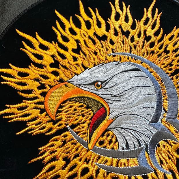 90s 할리데이비슨 "Flaming Eagle" 리얼 레더 베스트