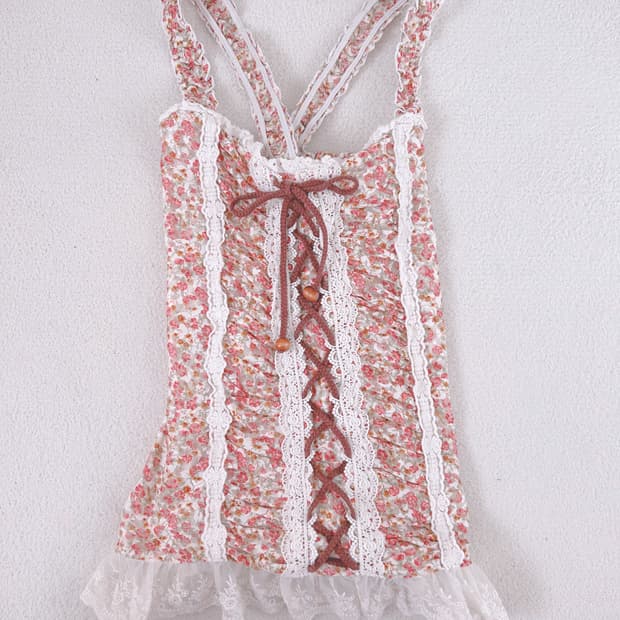 리즈리사 플로럴 레이스 홀터넥 나시 히메카지 히메갸루 라떼갸루