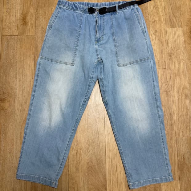 그라미치 루즈테이퍼드 스트레치 데님 팬츠 medium used XL 연청