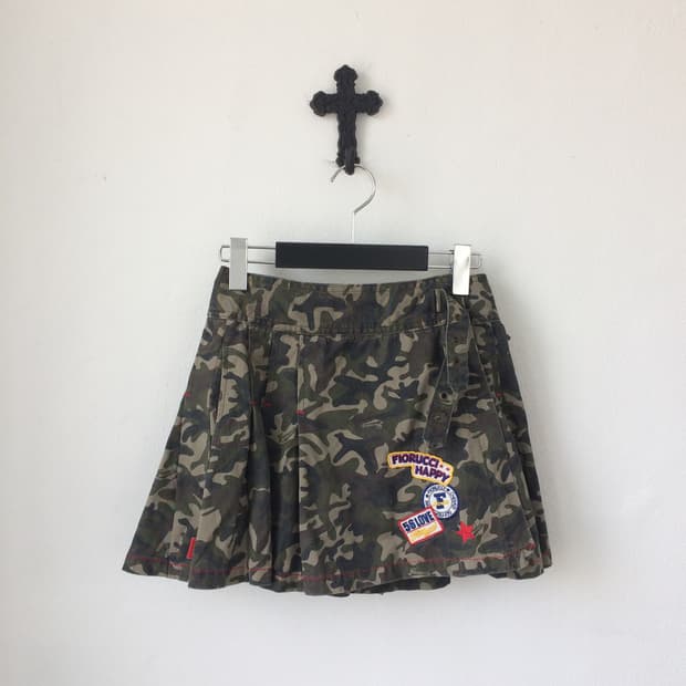 belted camo pattern mini skirt