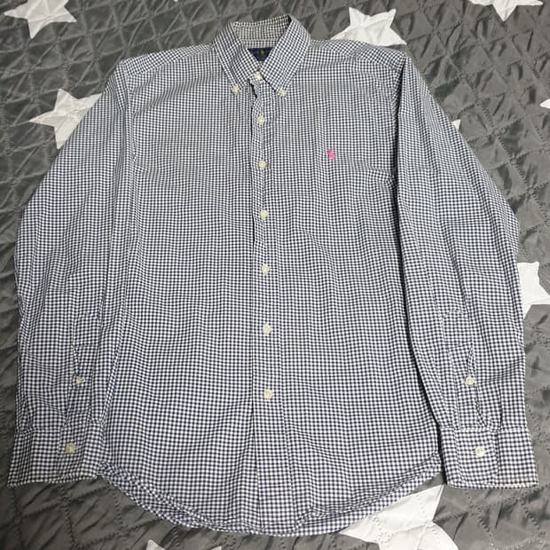 (해외판) 폴로랄프로렌 슬림핏 깅엄체크 셔츠 네이비 (M)