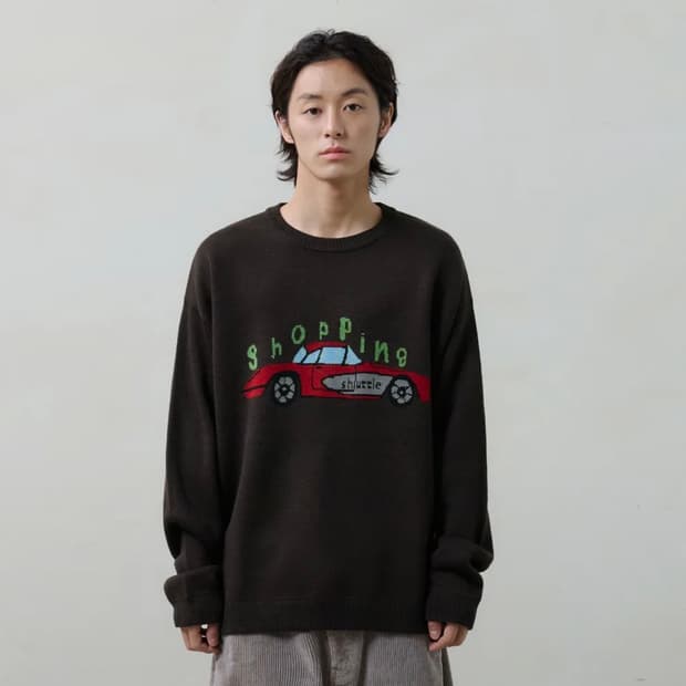 노운 shopping car knit dark brown