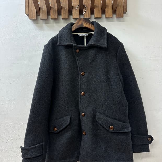 일본빈티지 울 더플 빵 단추 버튼 하프코트 