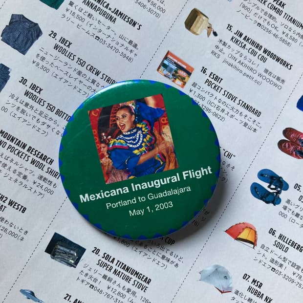 빈티지 mexicana 멕시카나 프린팅 그린 핀 버튼 뱃지 브로치