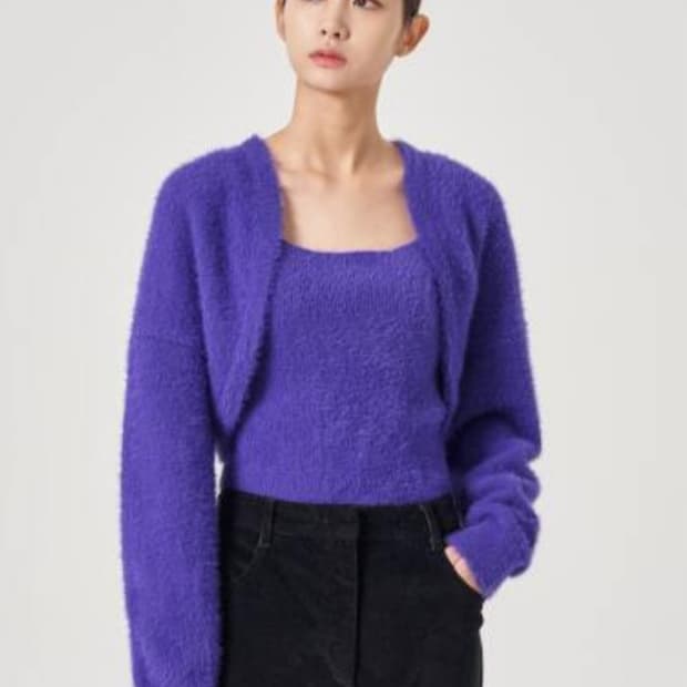 새상품) 에잇세컨즈 볼레로 가디건 퍼플 S(55사이즈)