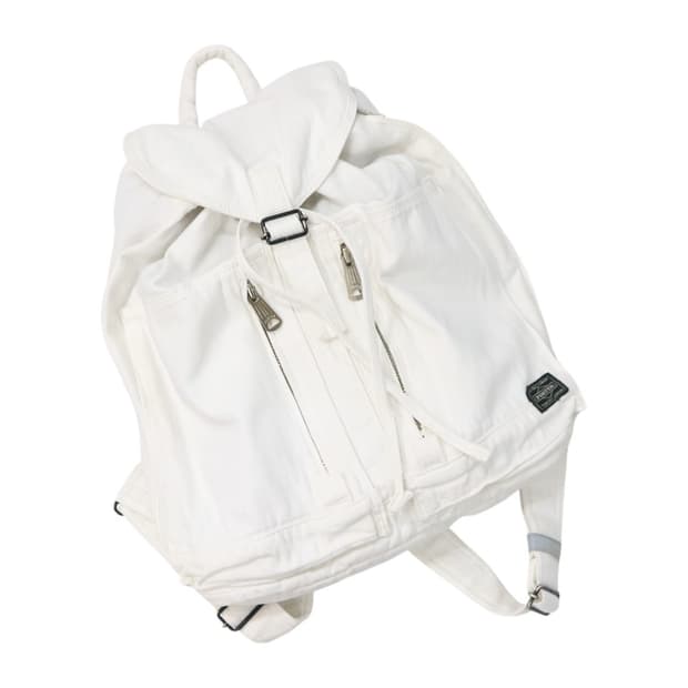 PORTER 포터 화이트 헤링본 코튼 캔버스 백팩