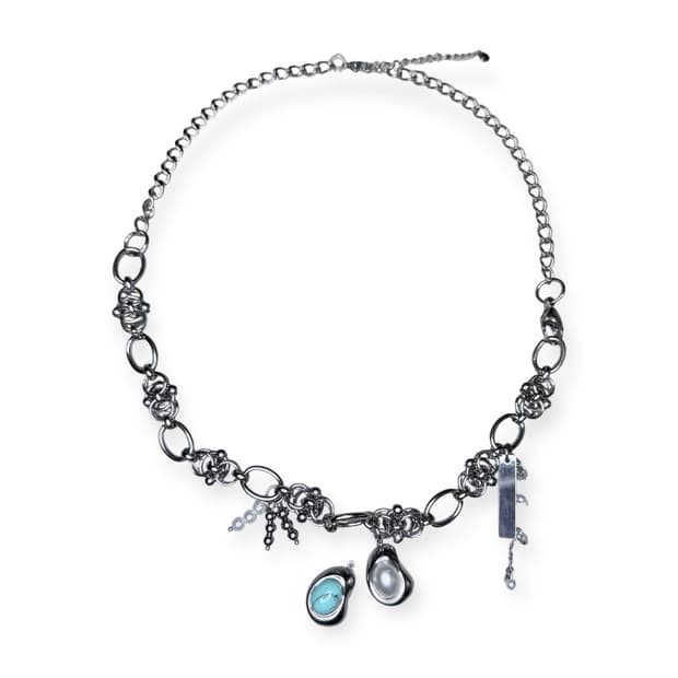 멀티체인 드롭 팬던트 목걸이 (2type)