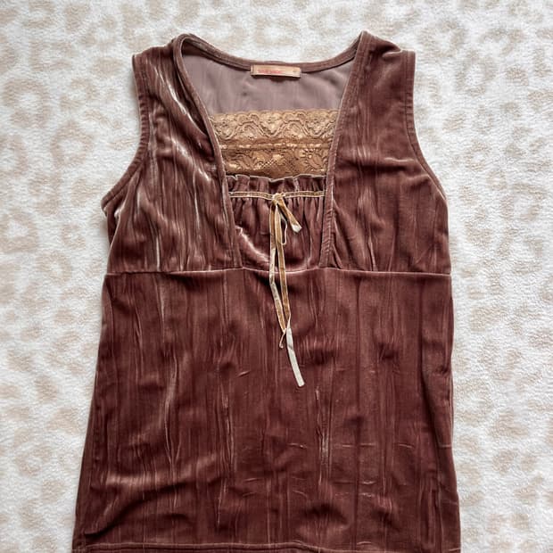 Brown velvet lace sleeveless
