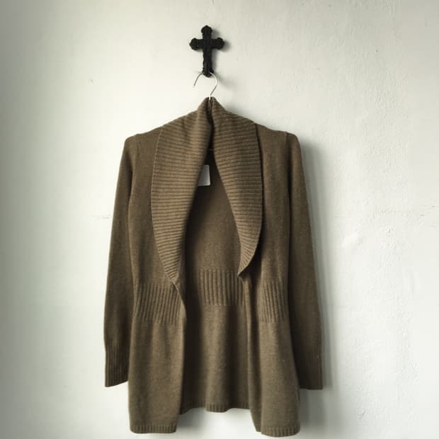 Collar point knit open cardigan