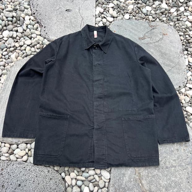 OLD VINTAGE BLACK HBT 헤링본트윌 블랙프렌치워크자켓
