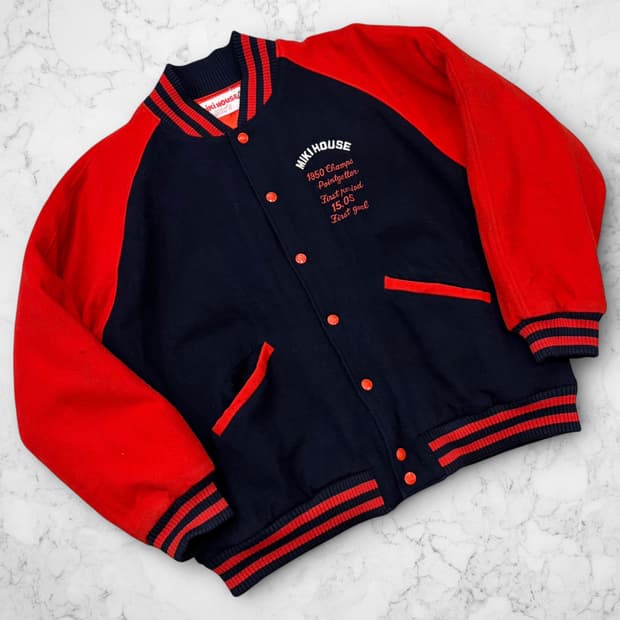 [L] 90s 미키하우스 네이비/레드 빅로고 스타디움 자켓 C503