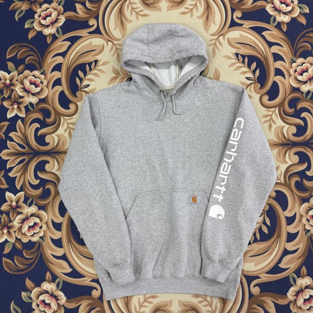(S)칼하트 Carhartt 베이이직로고 후드티셔츠(그레이)