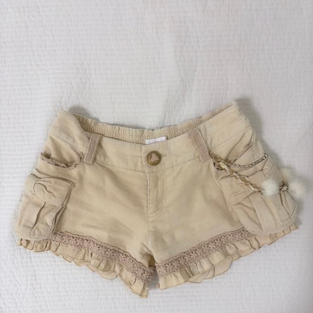 리즈리사 고전 히메갸루 폼폼 퍼 레이스 팬츠 큐롯 라떼갸루 히메카지