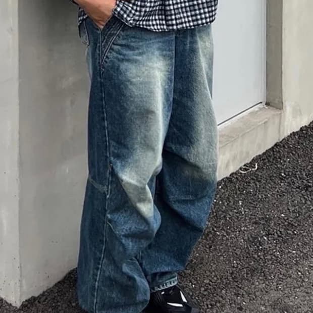 DNSR 파라슈트 와이드 데님 블루