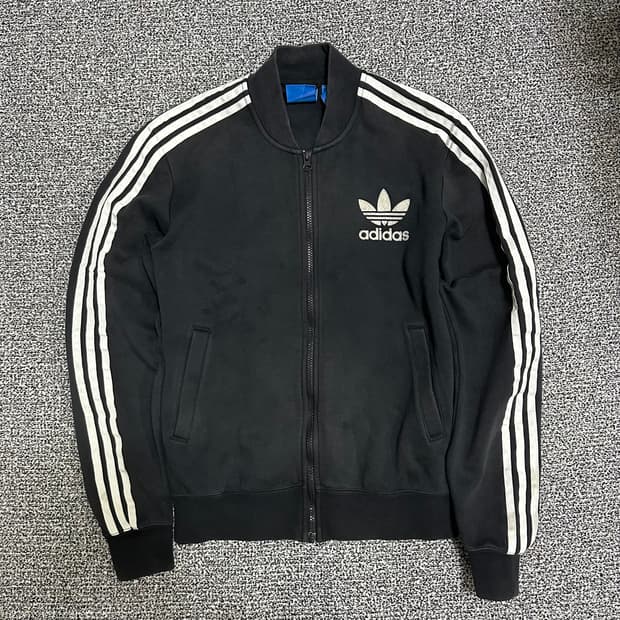 (100) 아디다스 삼선 코튼 트랙탑 져지 블랙