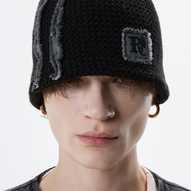 DENIM PATCHED KNIT BEANIE