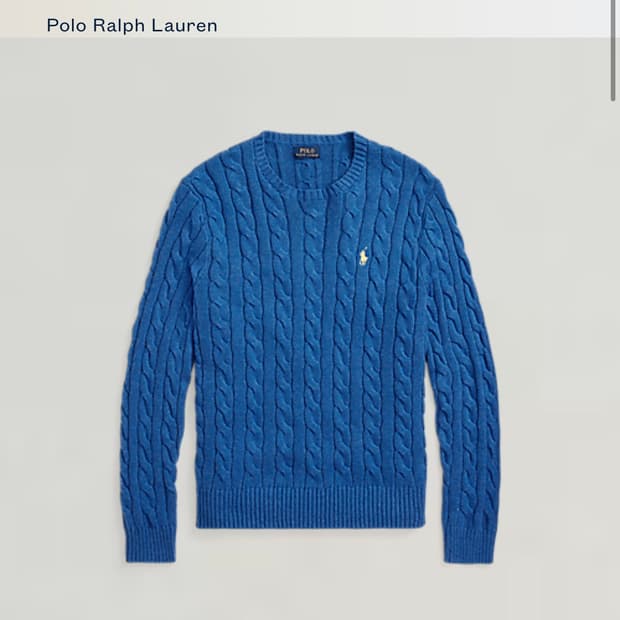 폴로 랄프로렌 케이블 니트 코튼 스웨터 블루 m사이즈(100)