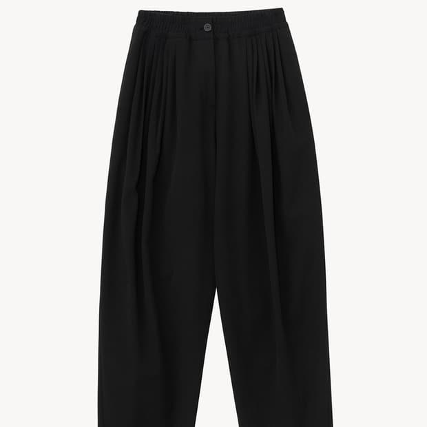 문달 블랙 플리츠 팬츠 M