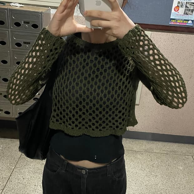 빈티지 여름 니트 카키 