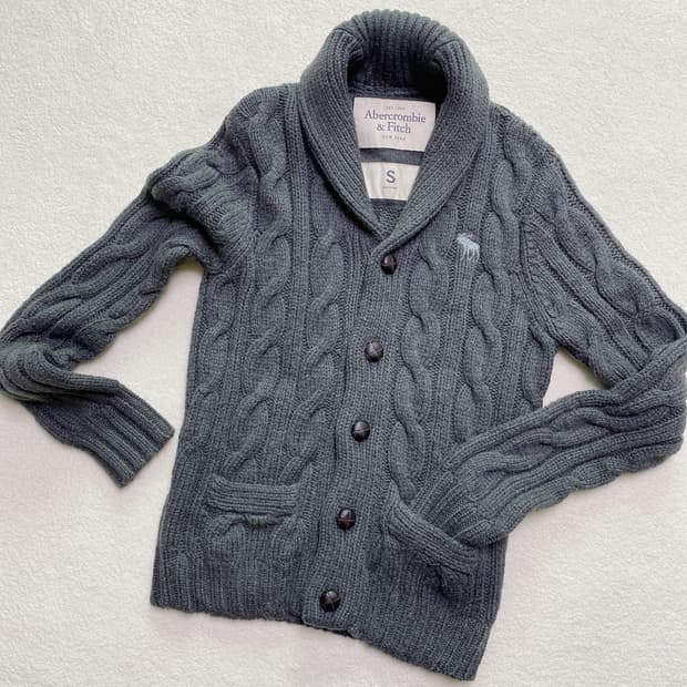 아베크롬비 앤 피치 케이블 울 알파카 니트 숄카라 가디건