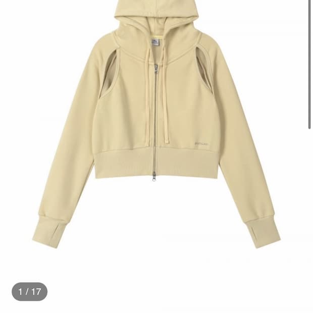 어스지구 earthjigu CUT OUT CROP HOOD ZIP-UP