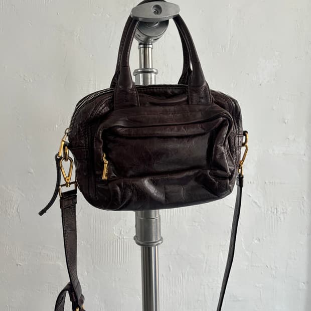 PRADA 프라다 다크 브라운 비텔로 샤인 카메라 2WAY 백