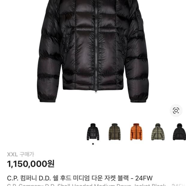 C.P. 컴퍼니 D.D. 쉘 후드 미디엄 다운 자켓 블랙 - 24FW