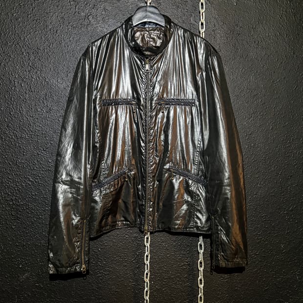 TAKEO KIKUCHI – Glossy Black Nylon Zip J