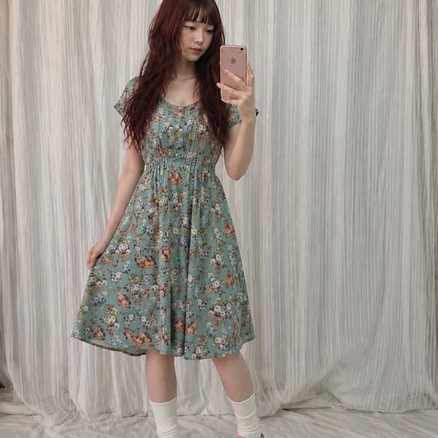 민트 플라워 원피스